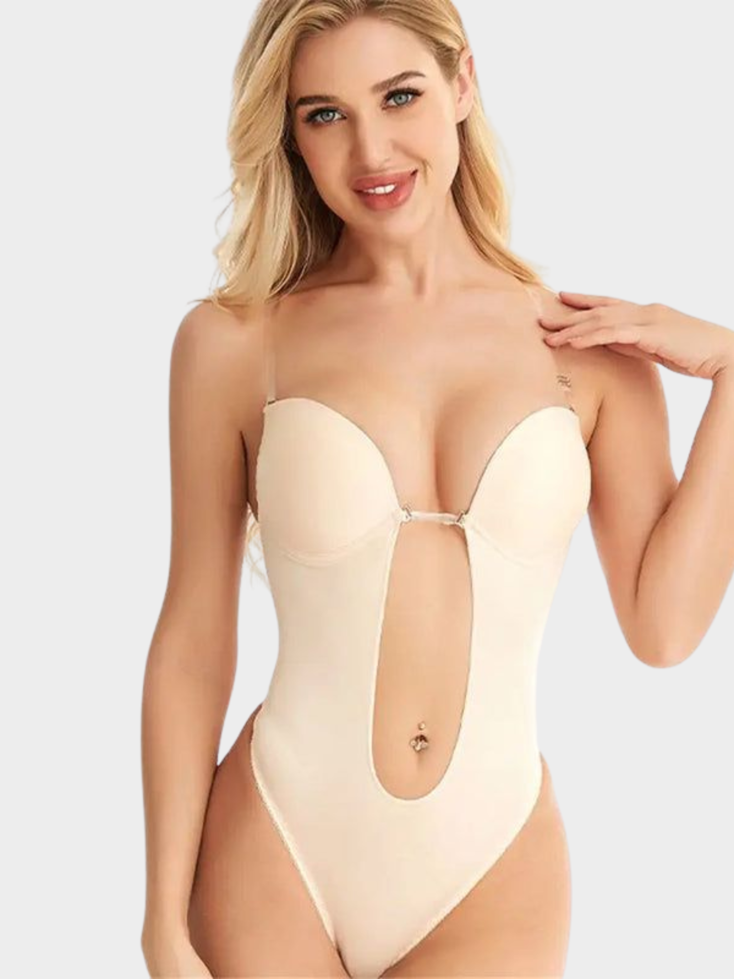 Body Modelador Suit Decote Profundo Frente e Costas com Bojo Vivella