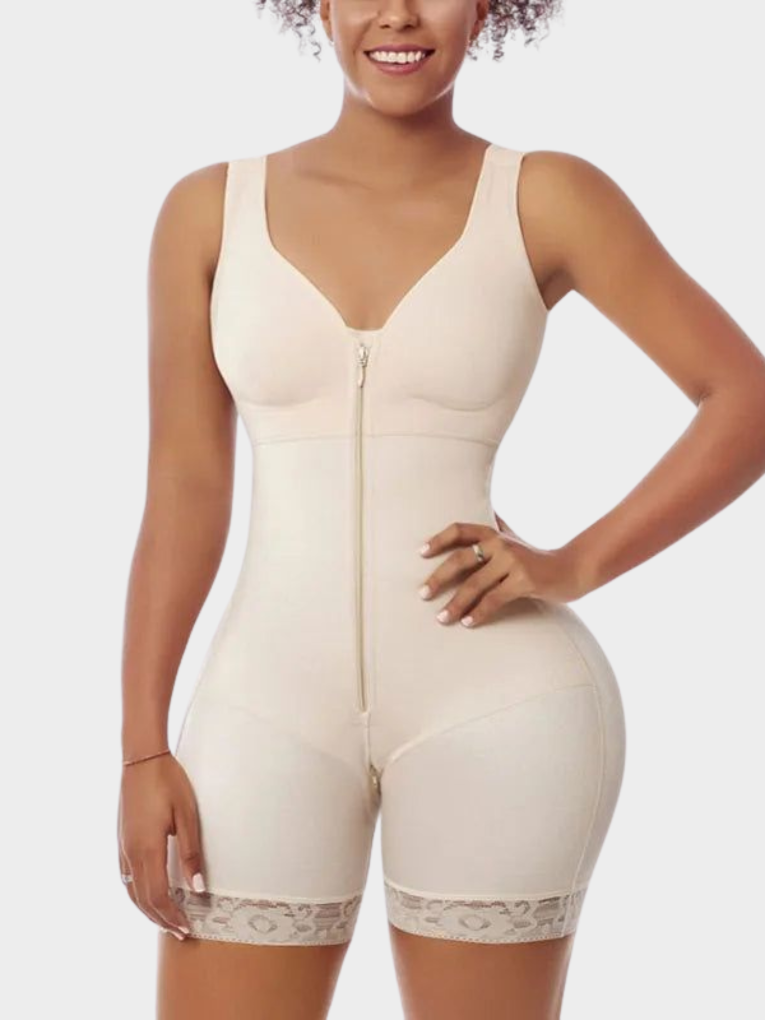Cinta Modeladora de Alta Compressão com Zíper e Empina Bumbum sem Costura Vivella