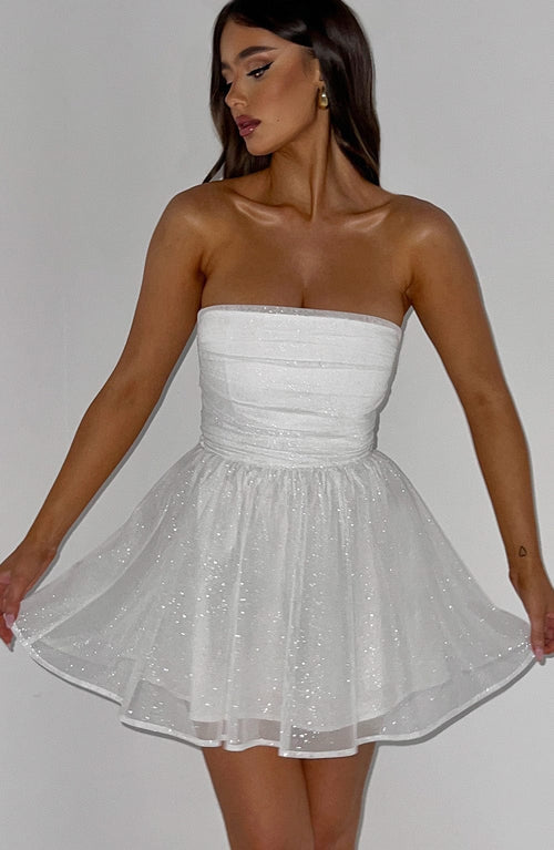 Vestido Curto Sem Alças de Brilho Vivella Glam Luxo - FULL