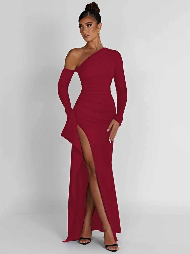 Vestido Longo com Fenda Vivella Abrielle
