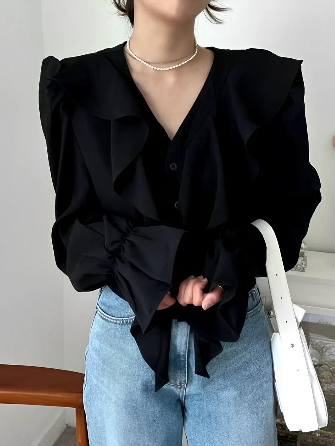 Camisa Feminina com Babados Boho Chique Vivella Maribel