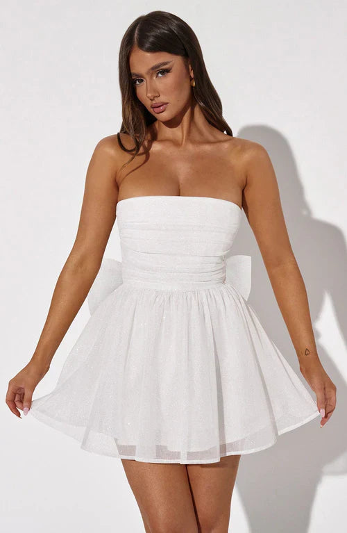 Vestido Curto Sem Alças de Brilho Vivella Glam Luxo - FULL