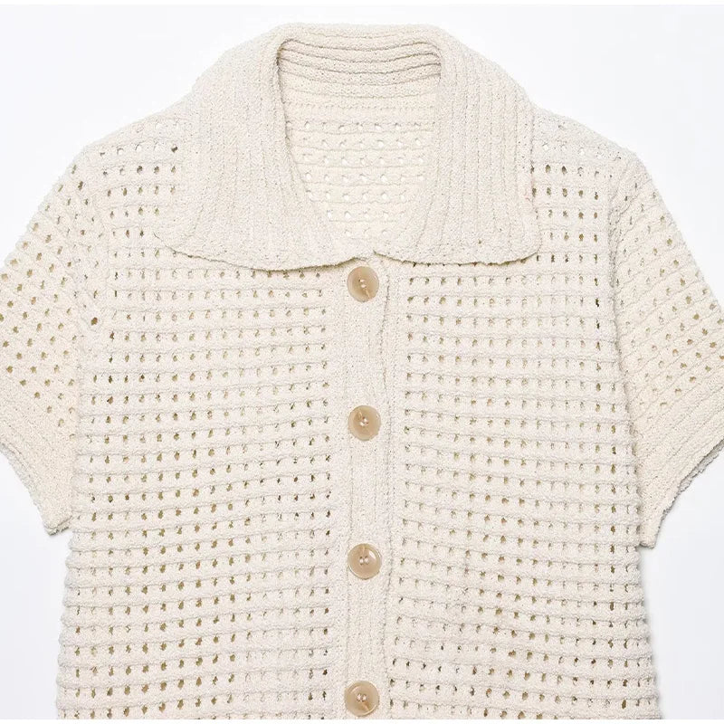 Conjunto Tricô Blusa e Saia com Franja Vivella Clara