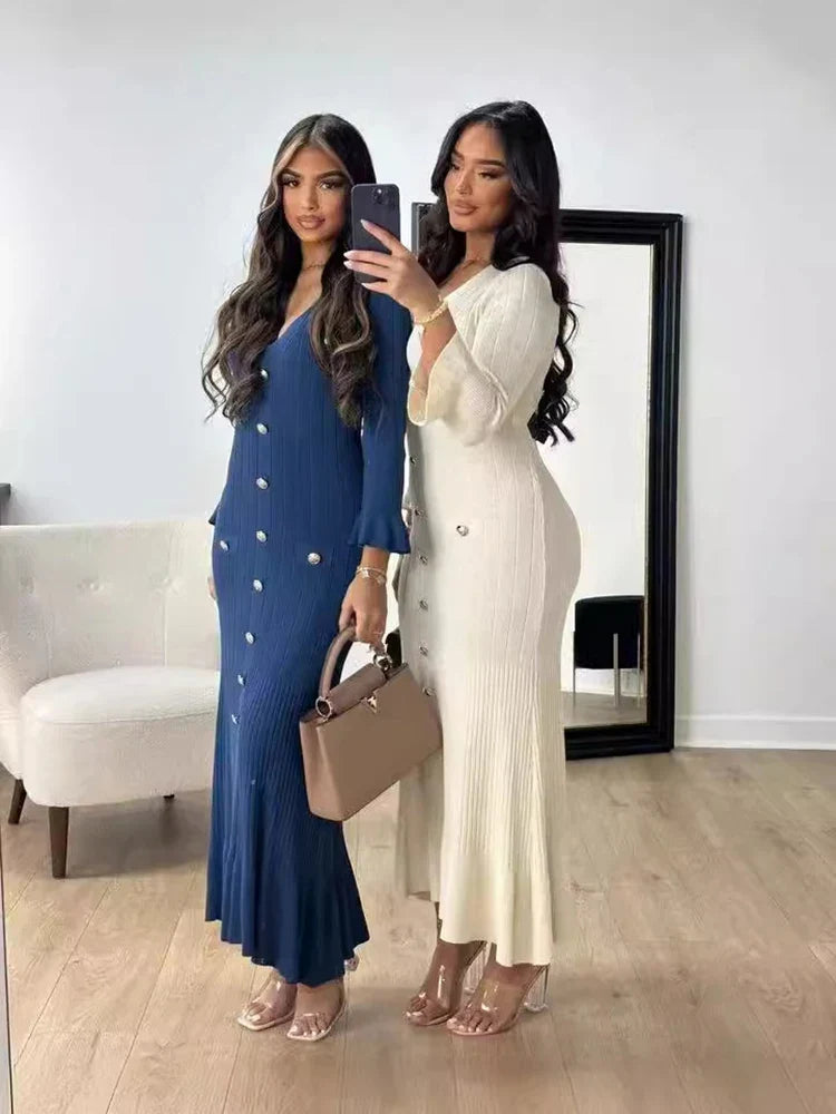 Vestido Manga Longa Flare Tricô Modal Vivella Arilene