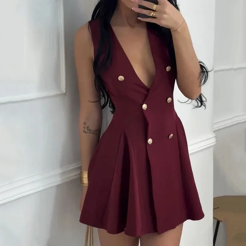 Vestido Curto Godê com Botões Vivella Mila