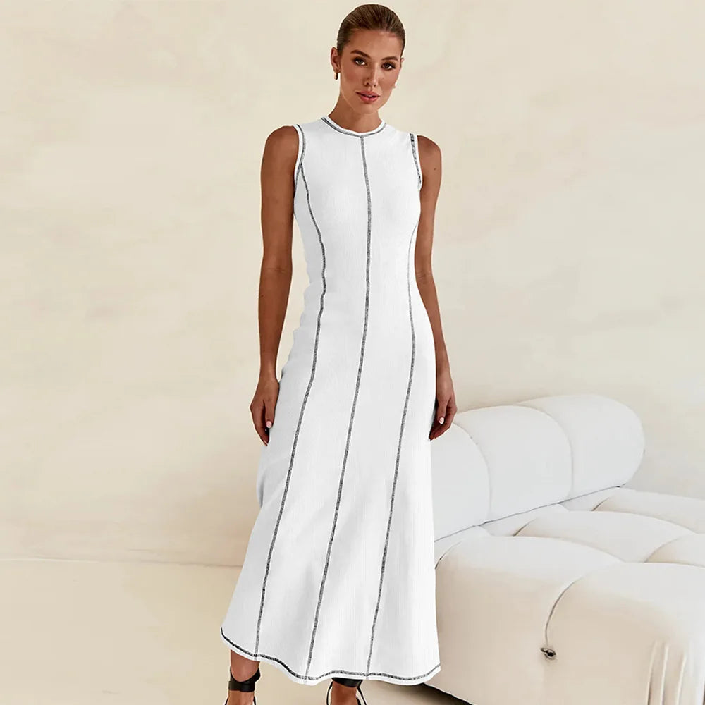 Vestido Midi de Malha Sem Mangas Vivella Eleganza
