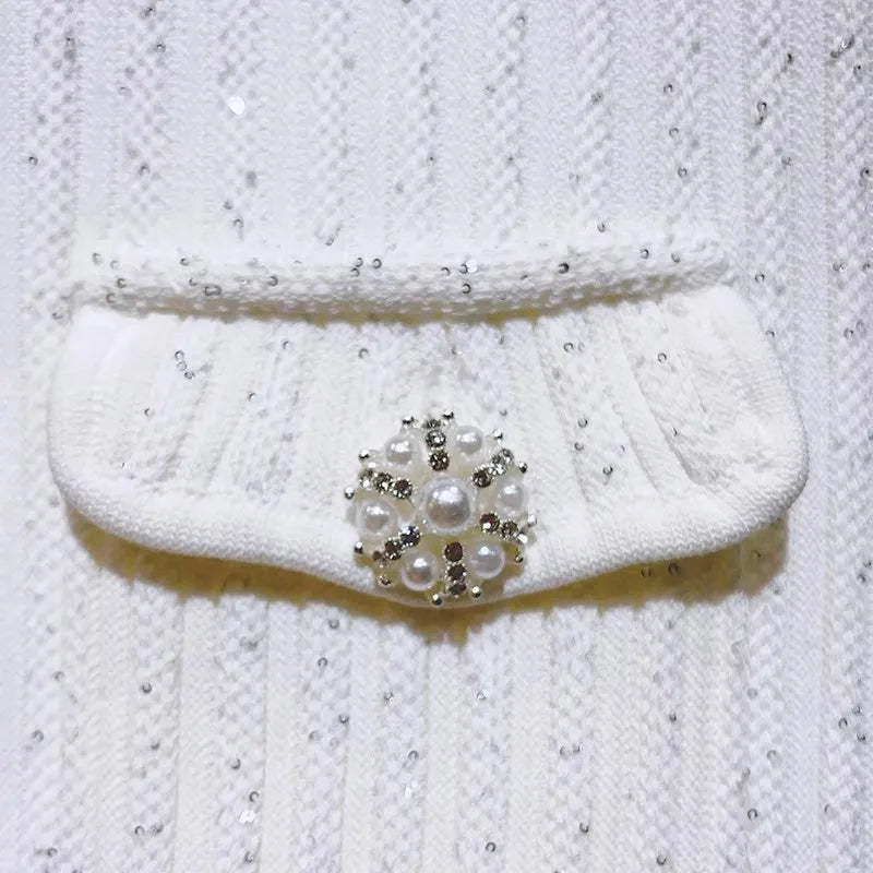 Vestido Curto Tricô Gola Polo e Bolsos Vivella Seraphina