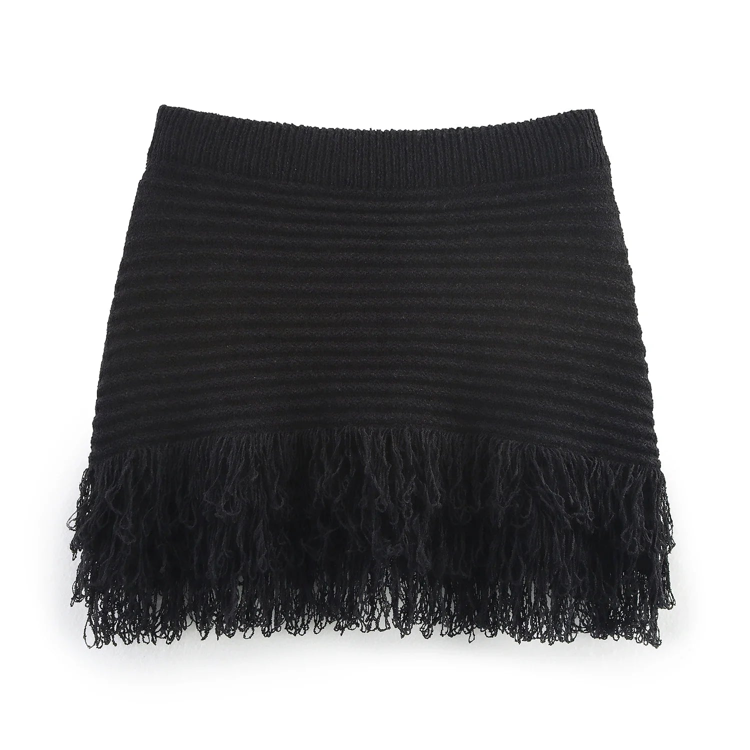 Conjunto Tricô Blusa e Saia com Franja Vivella Clara