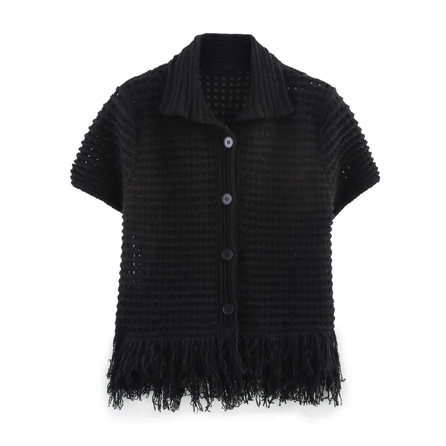 Conjunto Tricô Blusa e Saia com Franja Vivella Clara