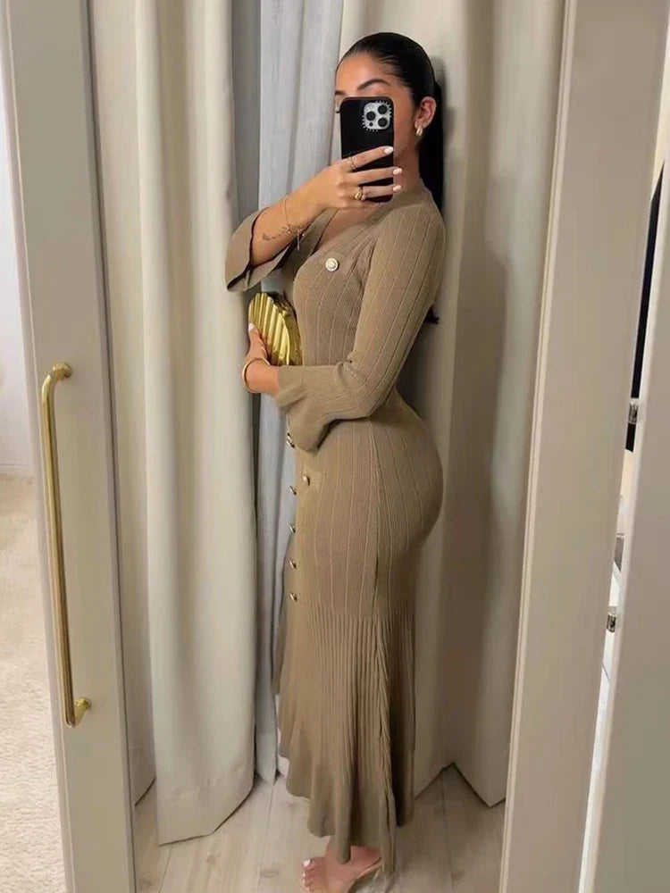 Vestido Manga Longa Flare Tricô Modal Vivella Arilene