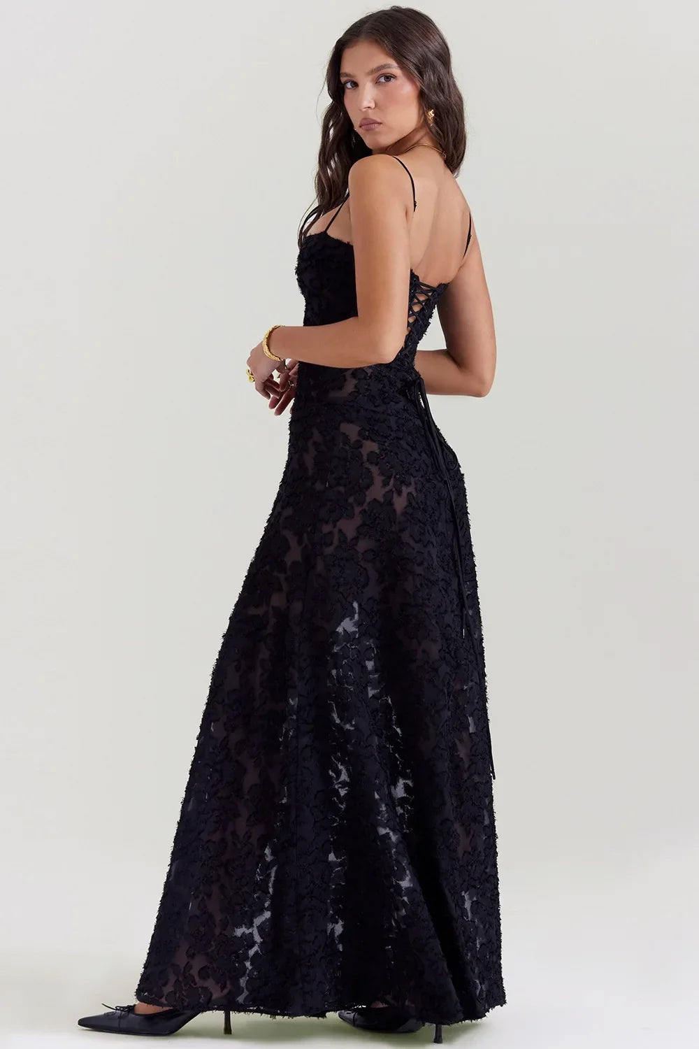 Vestido Longo Modelador com Amarrações Corselet Vivella Selena - GOLDEN ERA