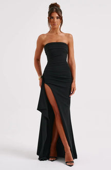 Vestido Longo Sem Alças com Fenda Vivella Elizabeth