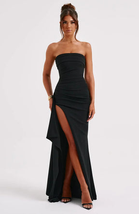 Vestido Longo Sem Alças com Fenda Vivella Elizabeth