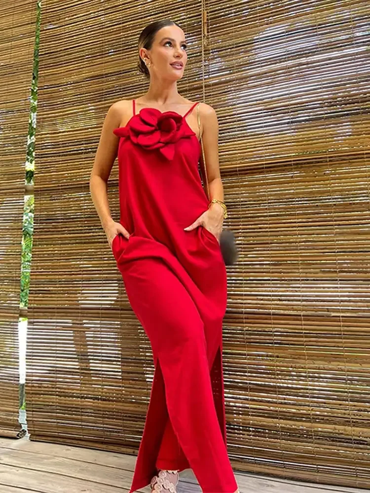 Vestido de Verão Longo Vivella Maldivas com Flor