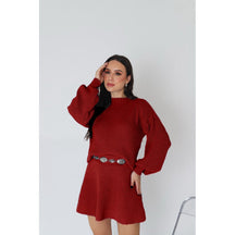 Conjunto Tricot Saia Godê e Blusa Manga Bufante Vivella Luiza