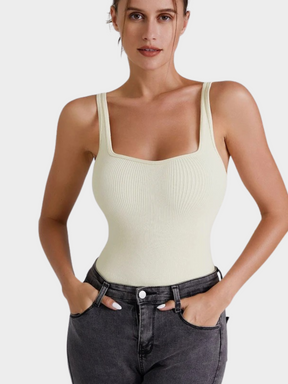 Body Modelador Suit Regata Canelado Vivella Confort com Bojo Removível