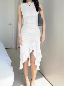 Vestido Com Babados em Tule  Vivella Marina