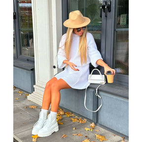 Conjunto Tricot Saia Godê e Blusa Manga Bufante Vivella Luiza