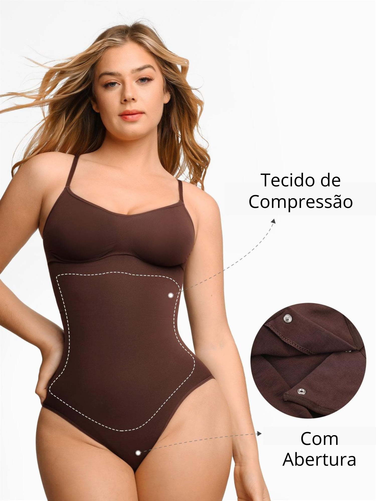 Body Modelador Suit Slim Shape Costas Aberta Vivella (Compre 1 leve 2)
