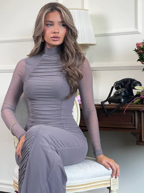 Vestido Longo Com Tule Vivella Aisha