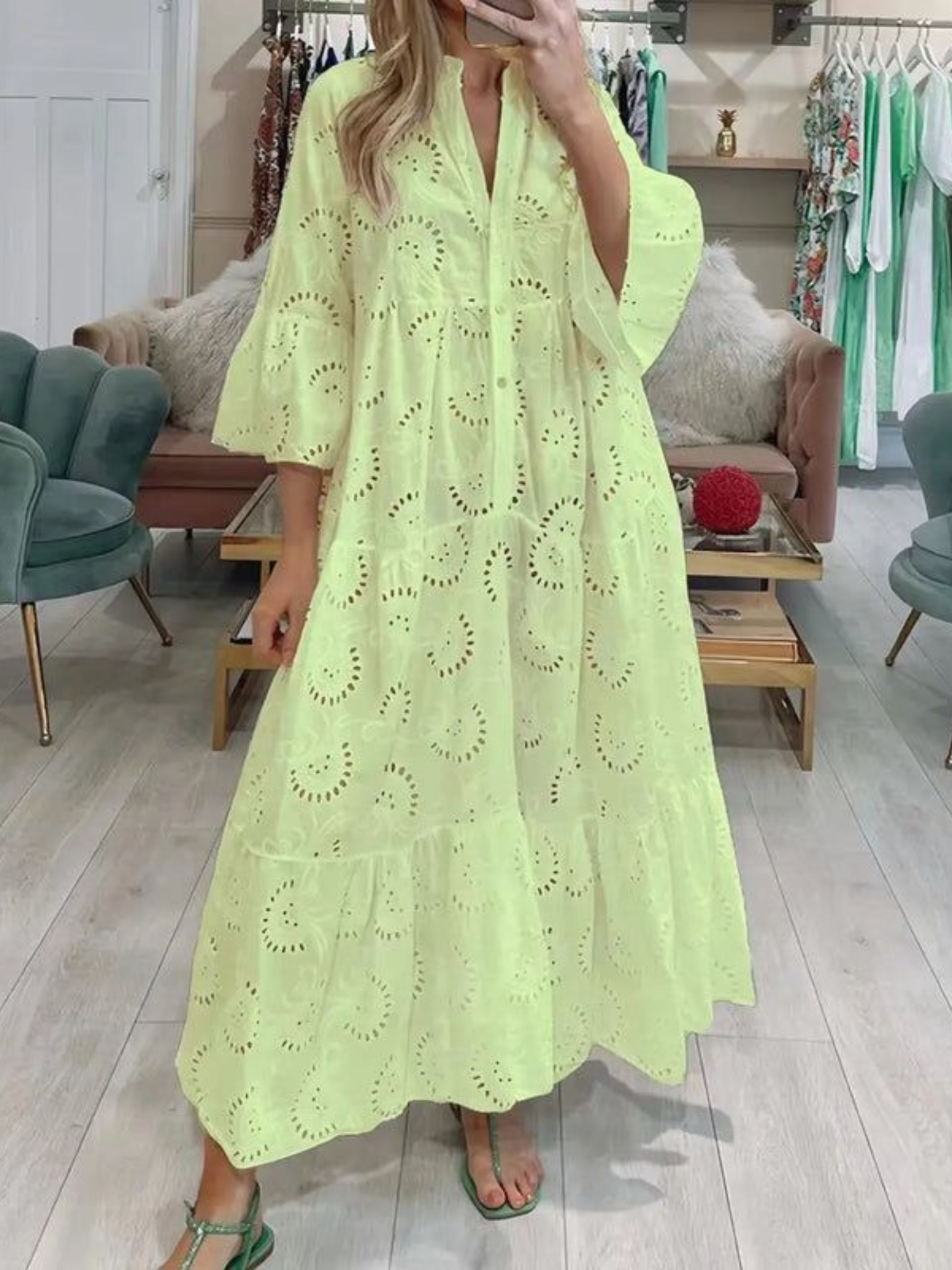 Vestido Longo Verão Com Mangas Vivella Lezi