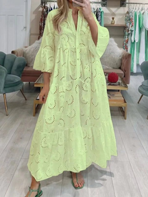 Vestido Longo Verão Com Mangas Vivella Lezi