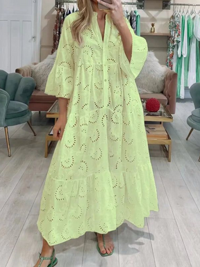 Vestido Longo Verão Com Mangas Vivella Lezi