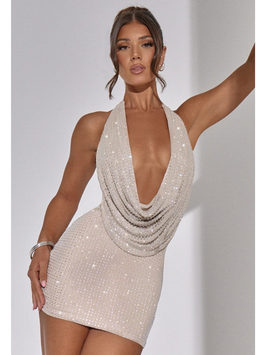 Vestido de Brilho Decote Profundo Vivella Louise