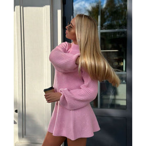 Conjunto Tricot Saia Godê e Blusa Manga Bufante Vivella Luiza