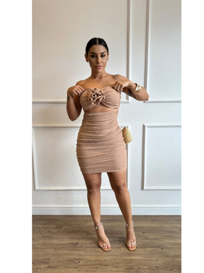 Vestido Curto com Aplique de Flor Vivella Isa Lurex - FULL