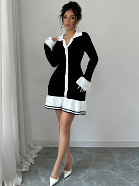 Vestido Curto Manga Comprida com Botões Vivella Giulietta