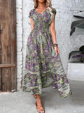 Vestido Vintage Maxi com Elástico na Cintura Vivella Ana