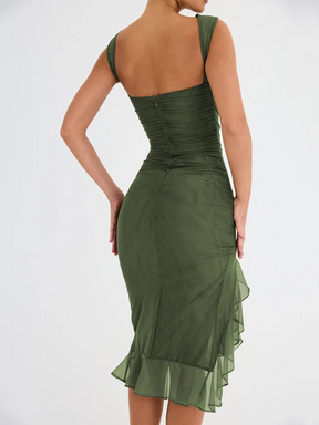 Vestido Com Babados em Tule  Vivella Marina