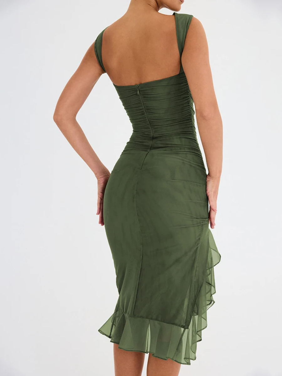 Vestido Com Babados em Tule  Vivella Marina