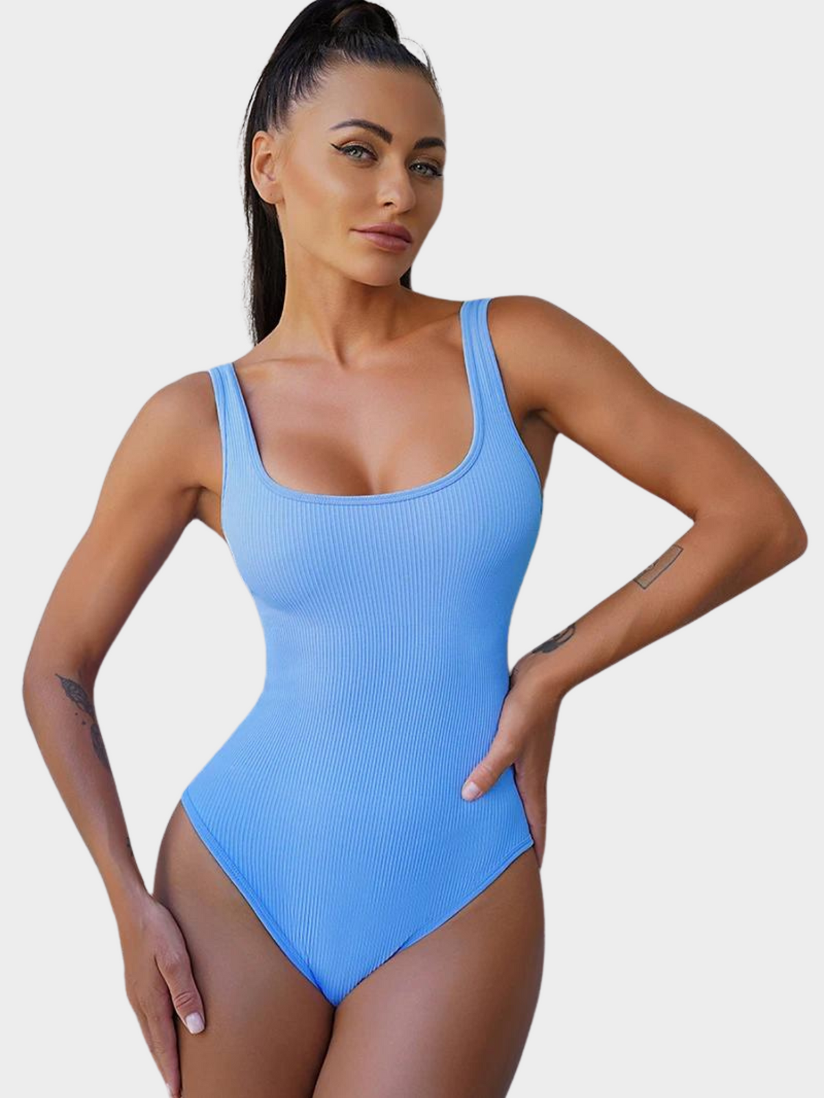 Body Modelador Suit Regata Canelado Vivella Confort com Bojo Removível