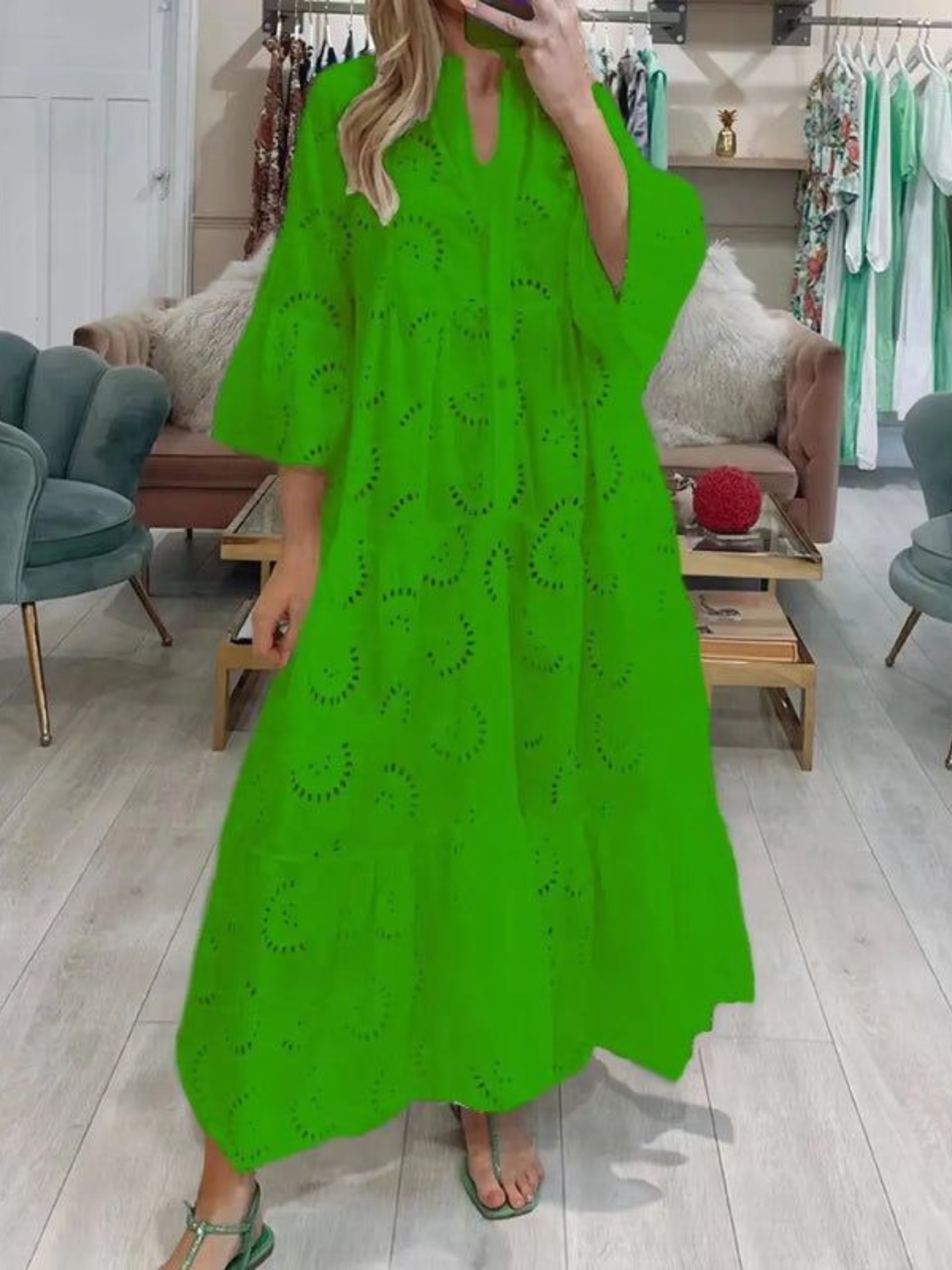 Vestido Longo Verão Com Mangas Vivella Lezi
