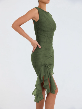 Vestido Com Babados em Tule  Vivella Marina
