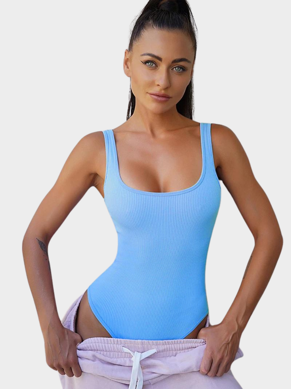 Body Modelador Suit Regata Canelado Vivella Confort com Bojo Removível