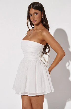 Vestido Curto Sem Alças de Brilho Vivella Glam Luxo - FULL