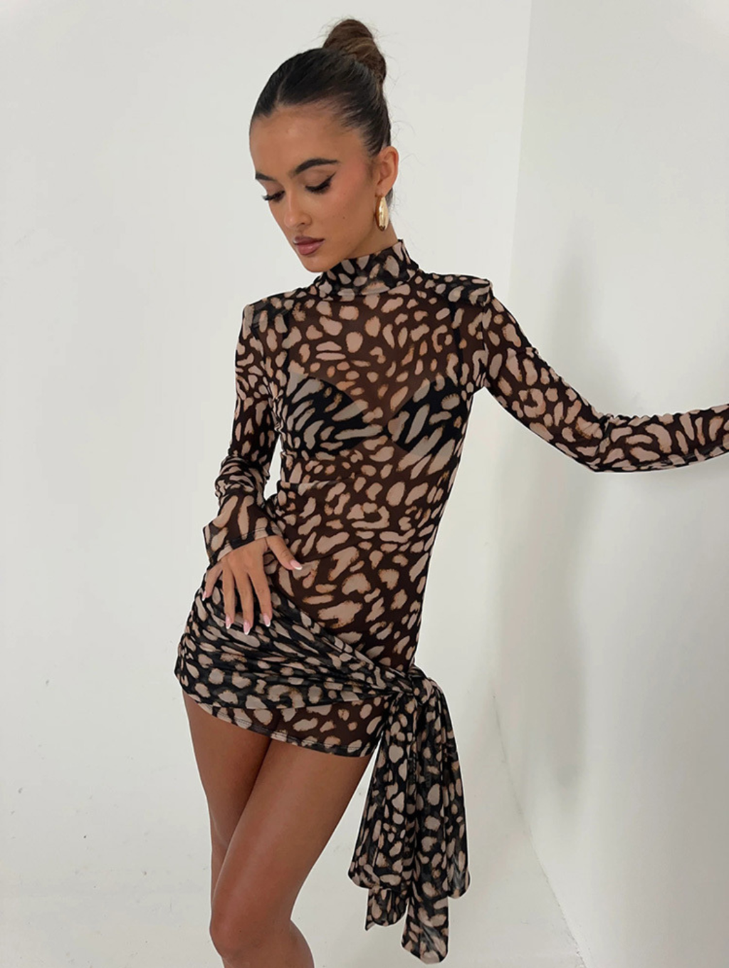 Vestido Manga Longa Curto Animal Print Vivella Sailen