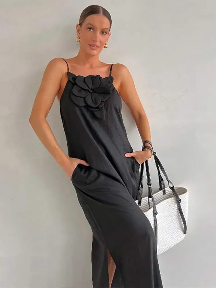 Vestido de Verão Longo Vivella Maldivas com Flor