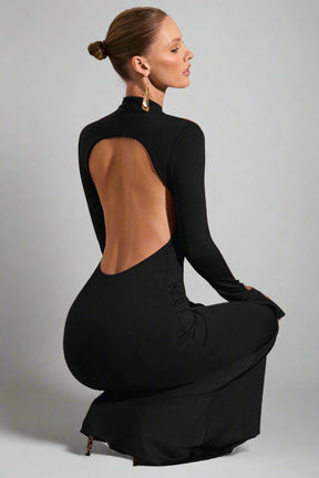 Vestido Longo Costas Aberta Manga Longa Vivella Sylvie