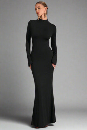 Vestido Longo Costas Aberta Manga Longa Vivella Sylvie