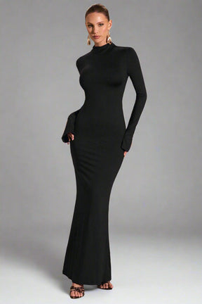 Vestido Longo Costas Aberta Manga Longa Vivella Sylvie