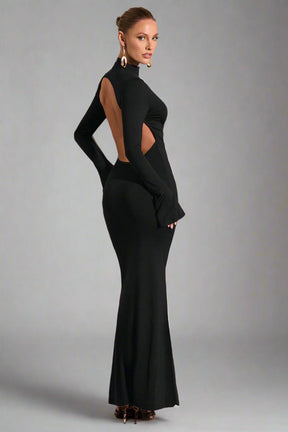 Vestido Longo Costas Aberta Manga Longa Vivella Sylvie