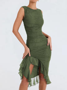 Vestido Com Babados em Tule  Vivella Marina