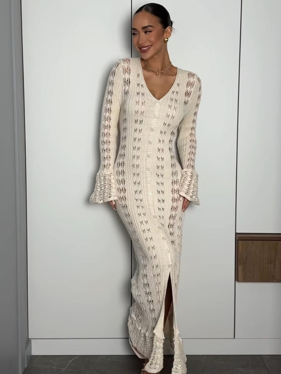 Vestido Longo Bata Cardigã em Tricô Vivella Emily