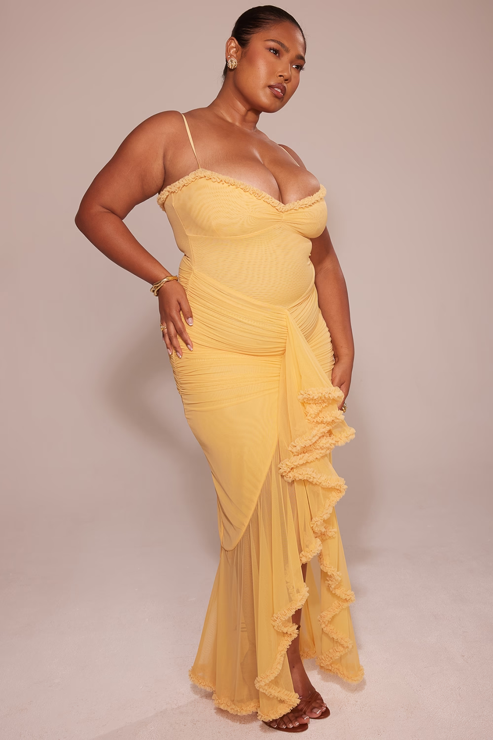 Vestido Longo com Babados Vivella Valência - GOLDEN ERA