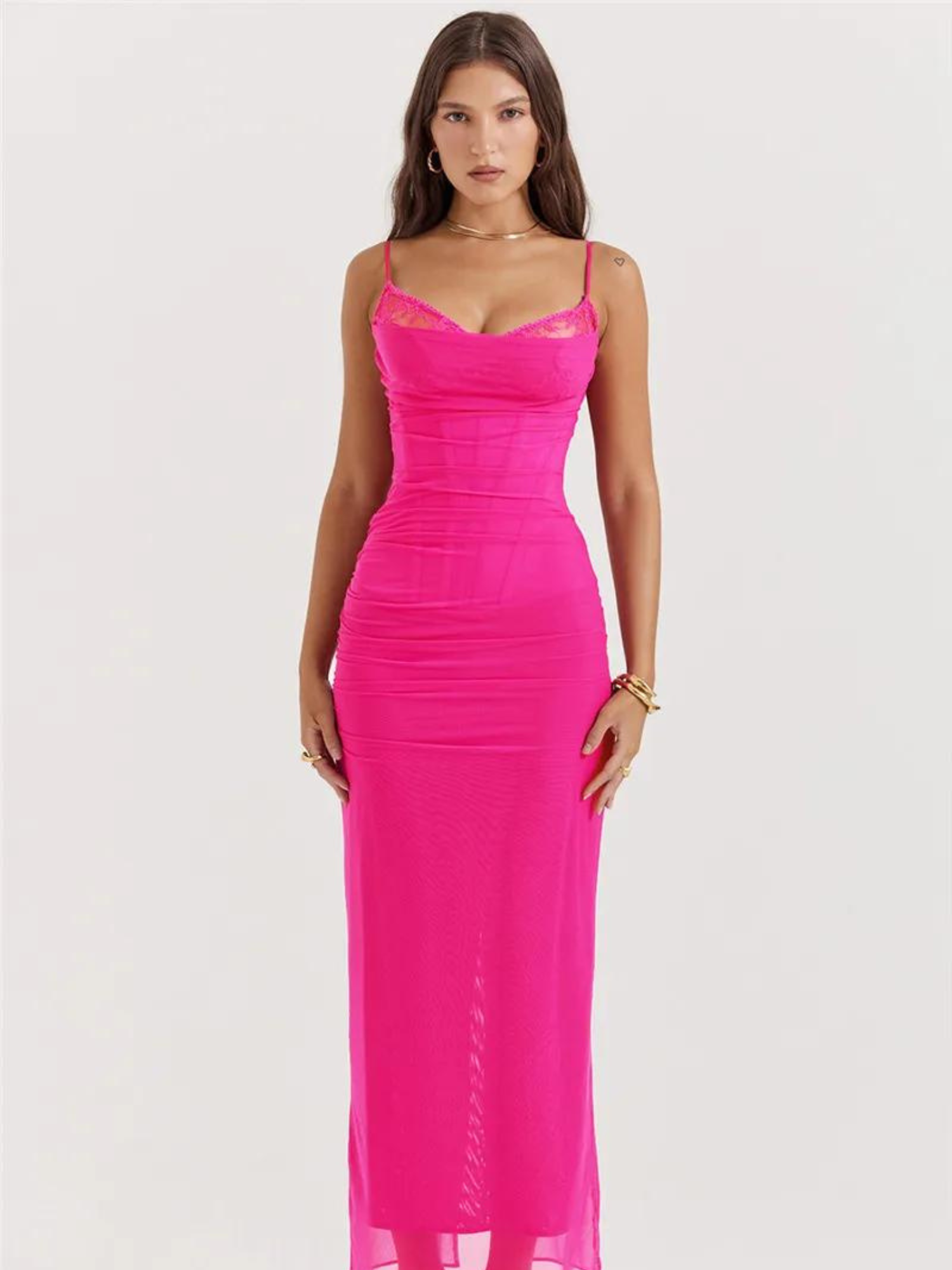 Vestido Longo com Espartilho em Camada Dupla de Tule Vivella Luxury - GOLDEN ERA