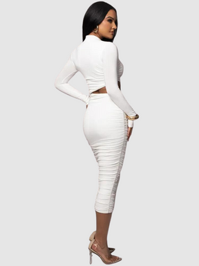 Vestido Mid Justo Modelador de Manga Longa Vivella Késia